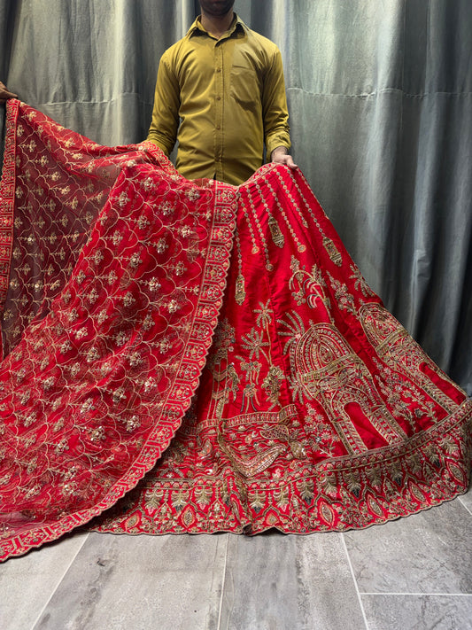 Majestic Red Heavy Bridal Lehenga