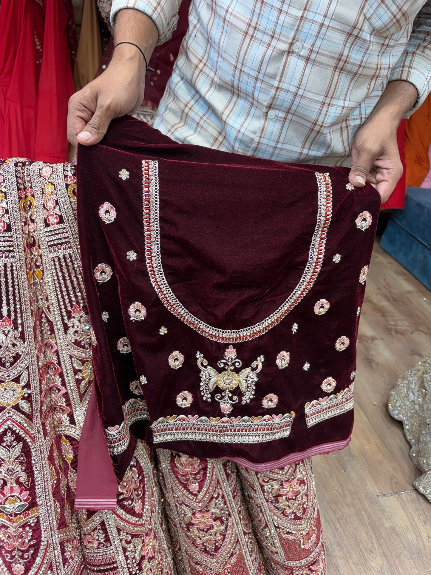 Dark Maroon Ball Bridal Lehenga