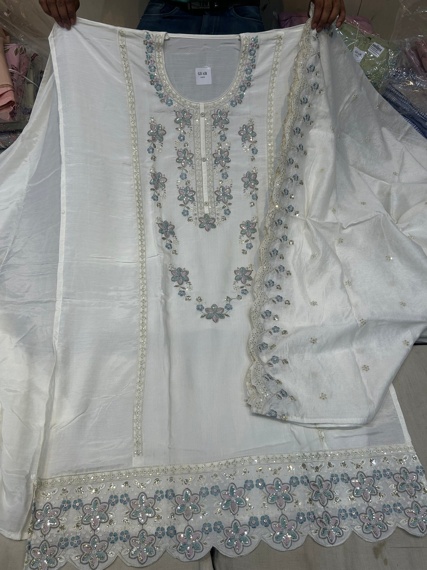 White stylish Unstitched Suit 😍