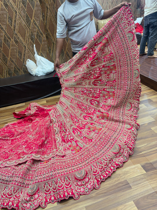 Awesome red peacock bridal Lehenga