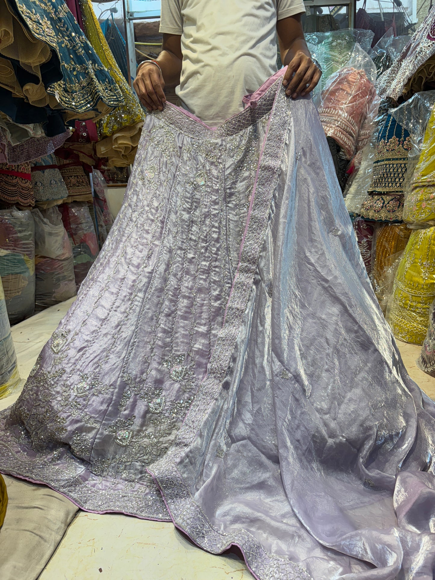 Khoobsuart silver grey Lehenga