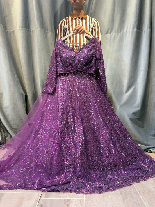 Delightful purple Crop Top Lehenga