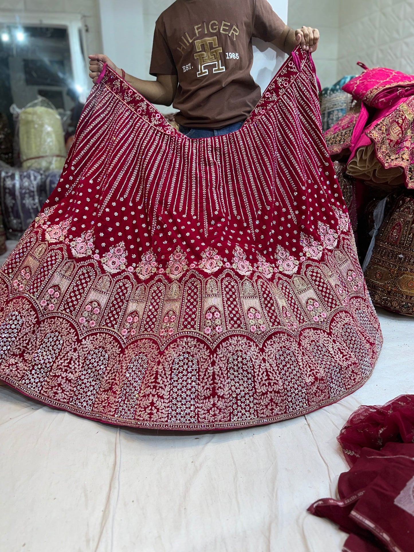 Stunning red bridal lehenga