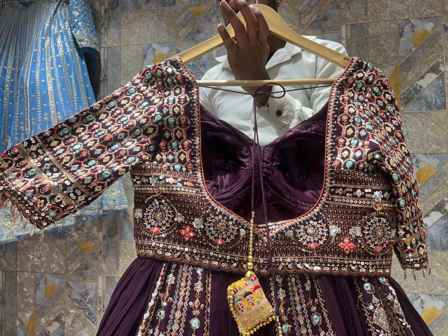Good looking purple crop top lehenga