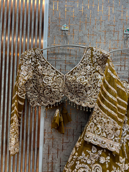 Mustard Crop Top Lehenga