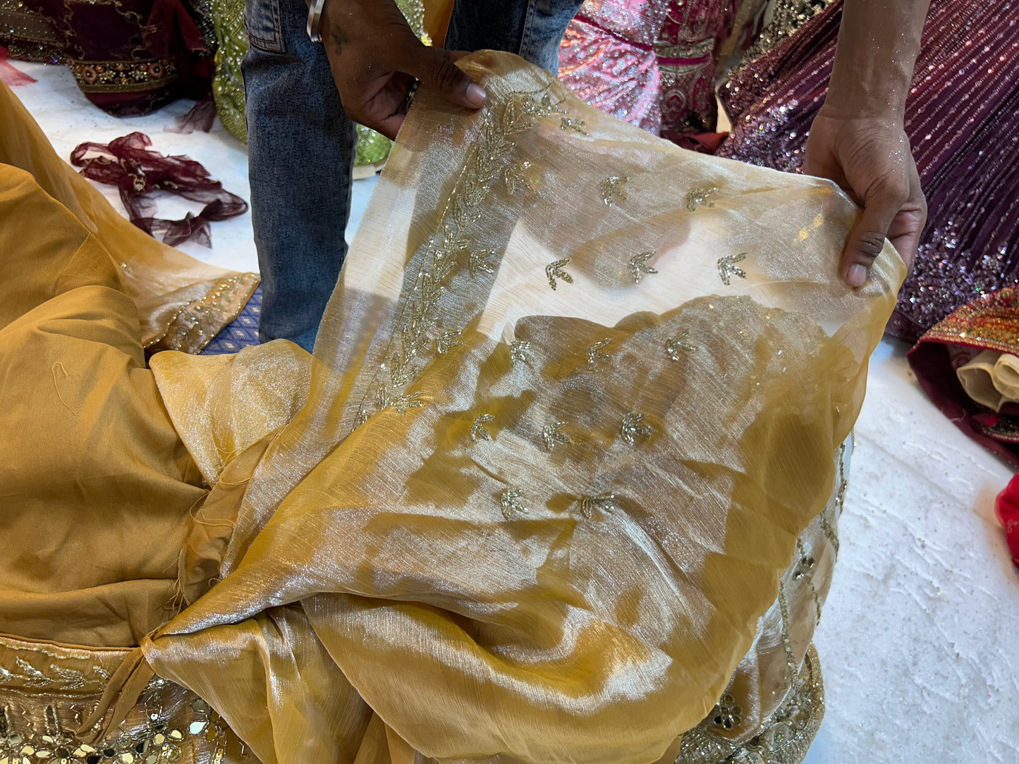 Tremendous golden mirror Lehenga
