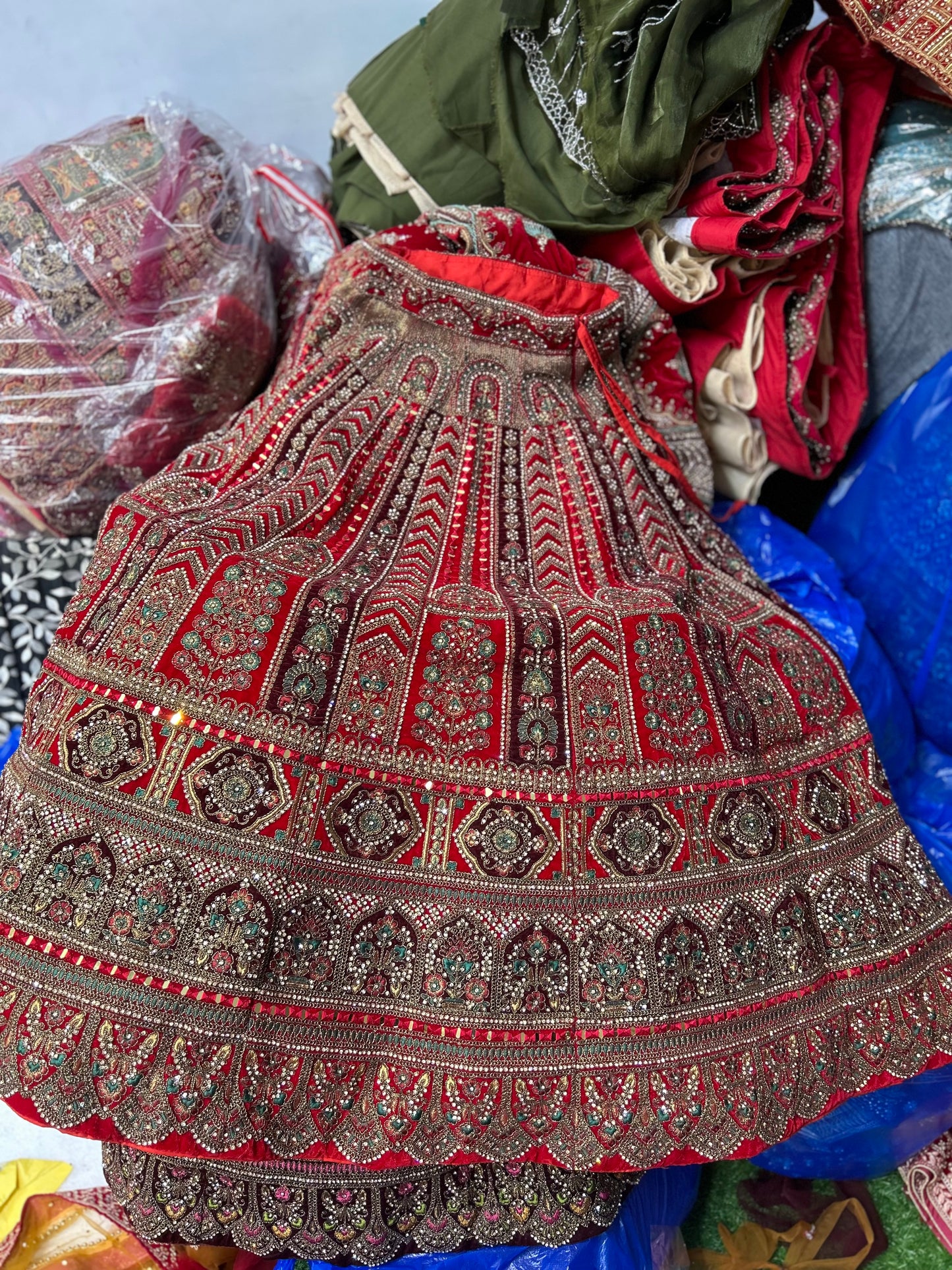 Designer maroon pink red bridal lehenga