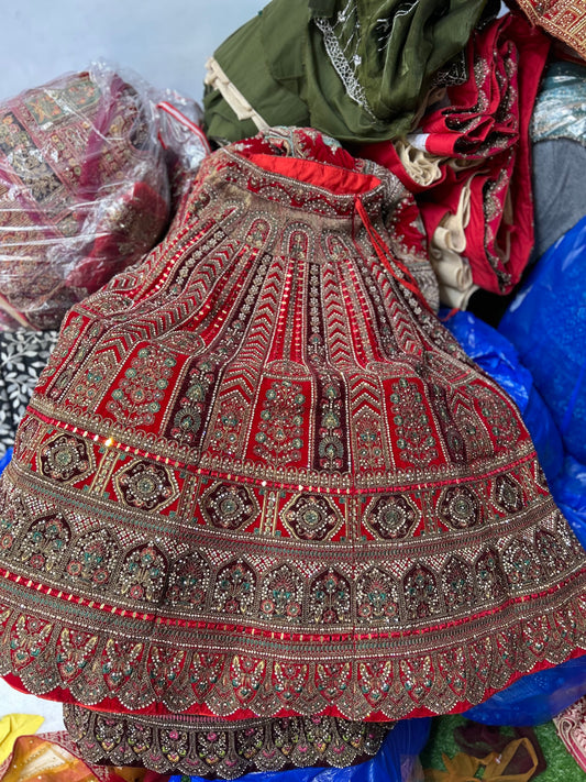 Designer maroon pink red bridal lehenga