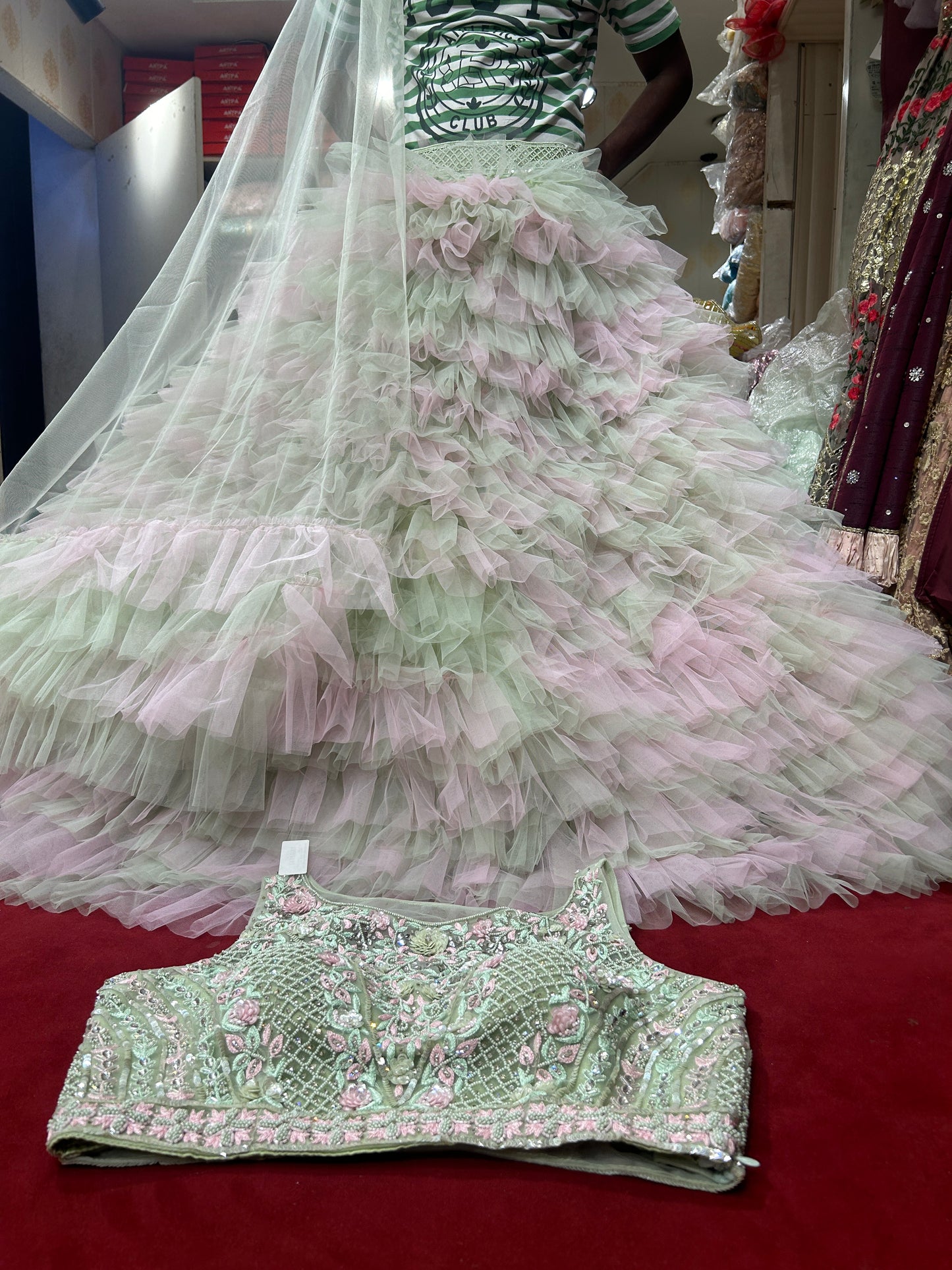 Multicolour Frill Lehenga