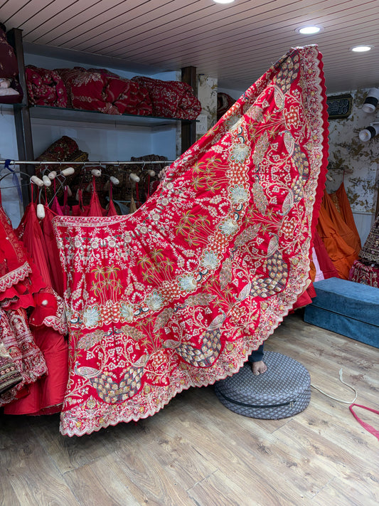 Red peacock Bridal Lehenga