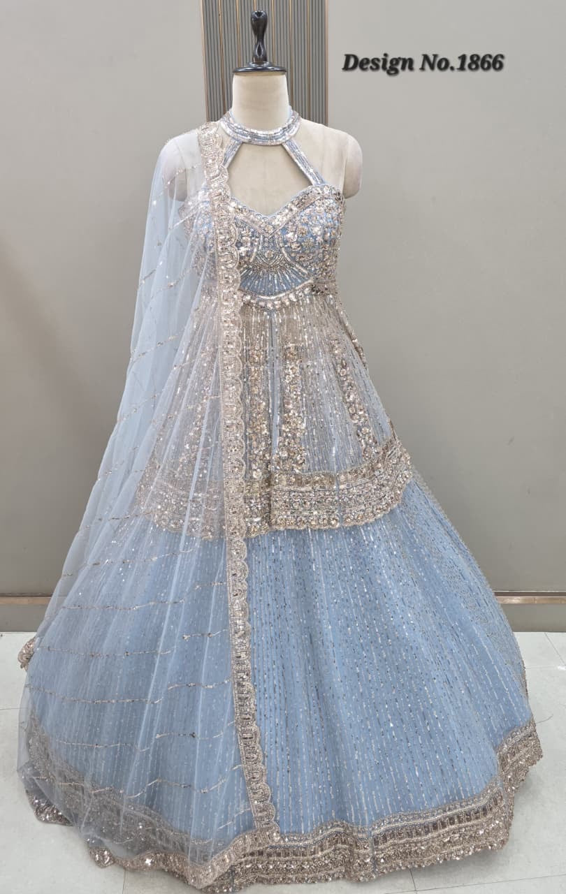 baby pink pdp crop top Lehenga