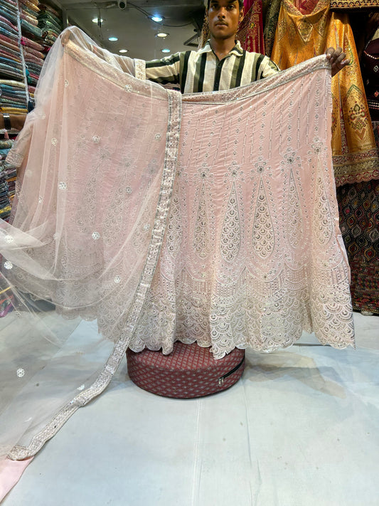 Cutwork Baby pink stunning lehenga