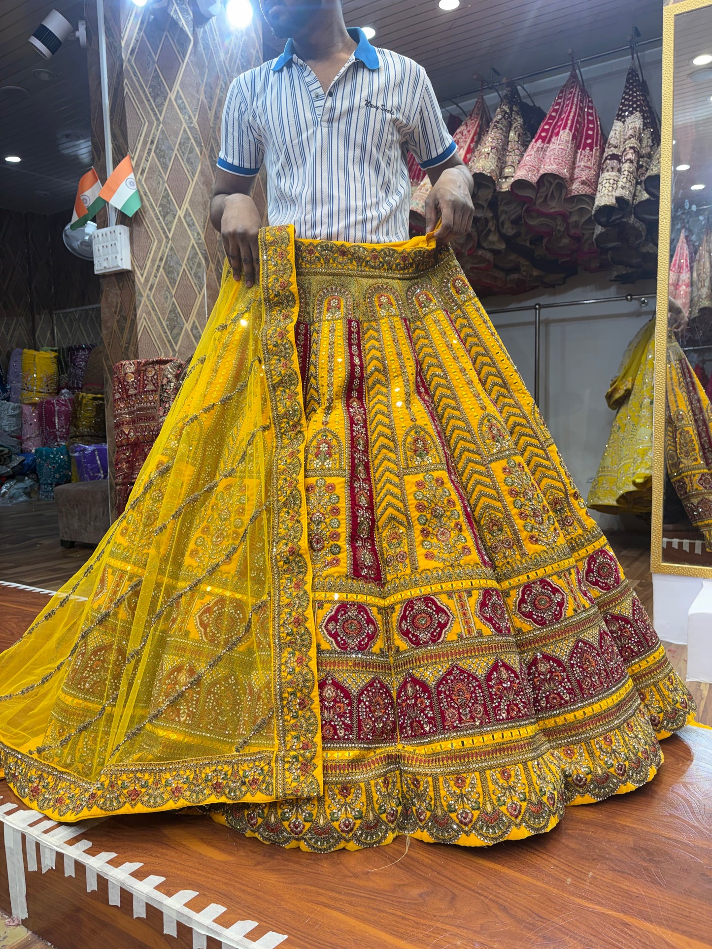 Beautiful Yellow Haldi Mehendi Ball Bridal Lehenga