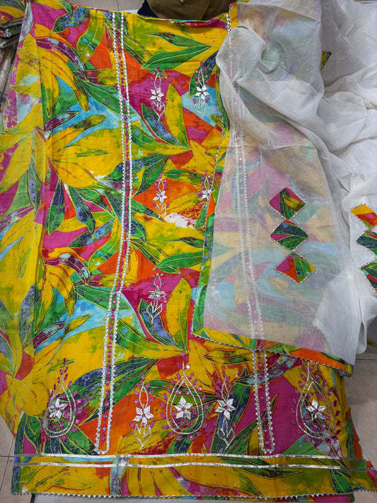 Something different multicolour Unstitched suit ( free size )