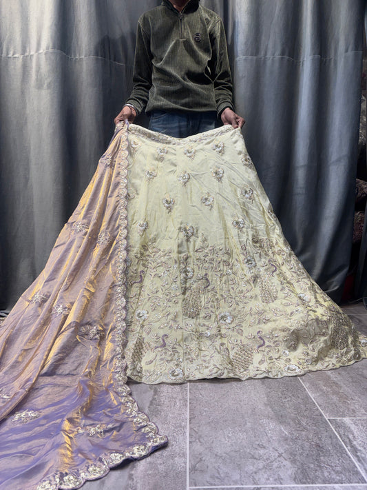 Lovely Beige Golden bridal Lehenga