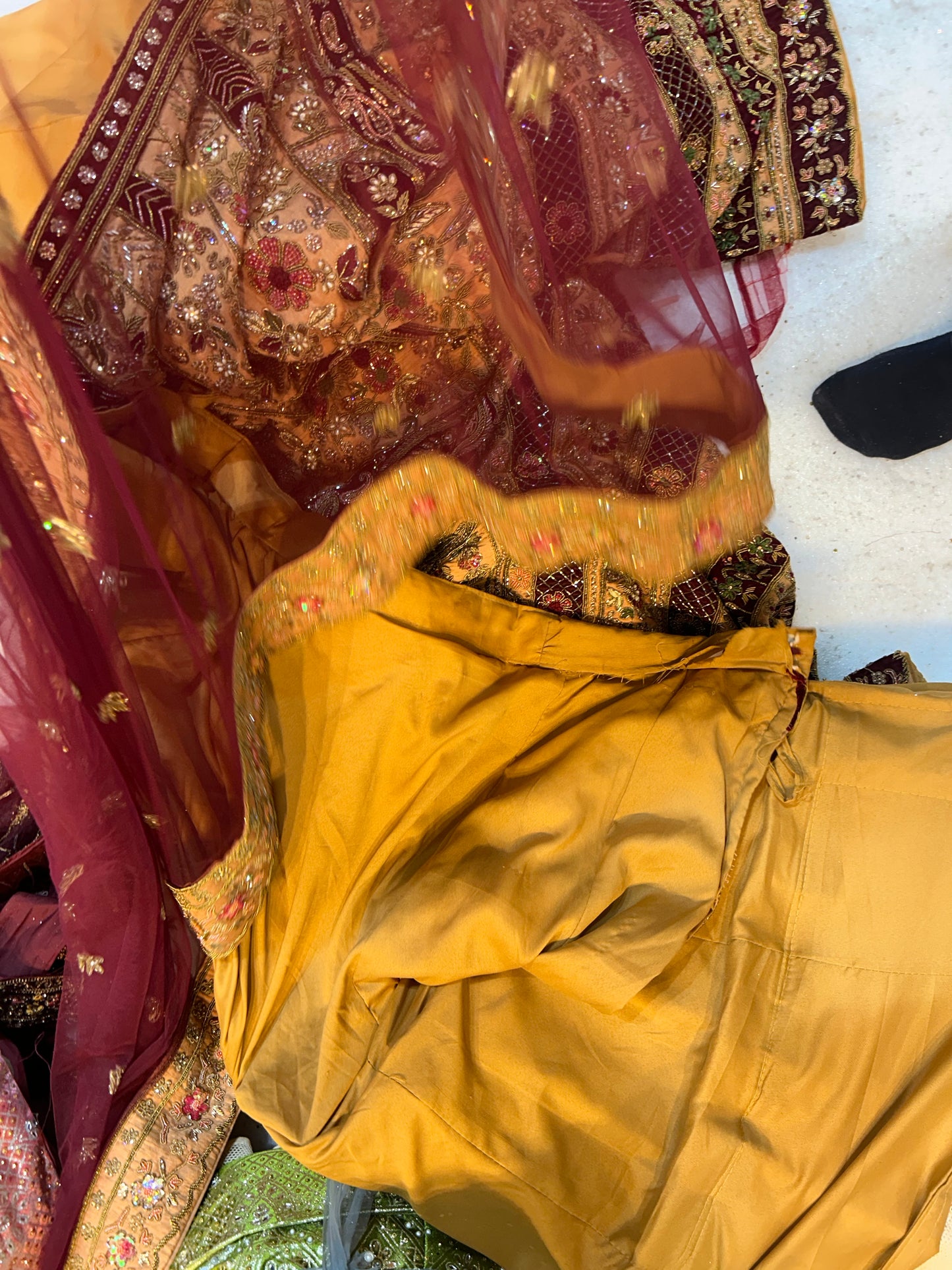 Pure Hand-Work Peacock mustard Lehenga - Shopping World