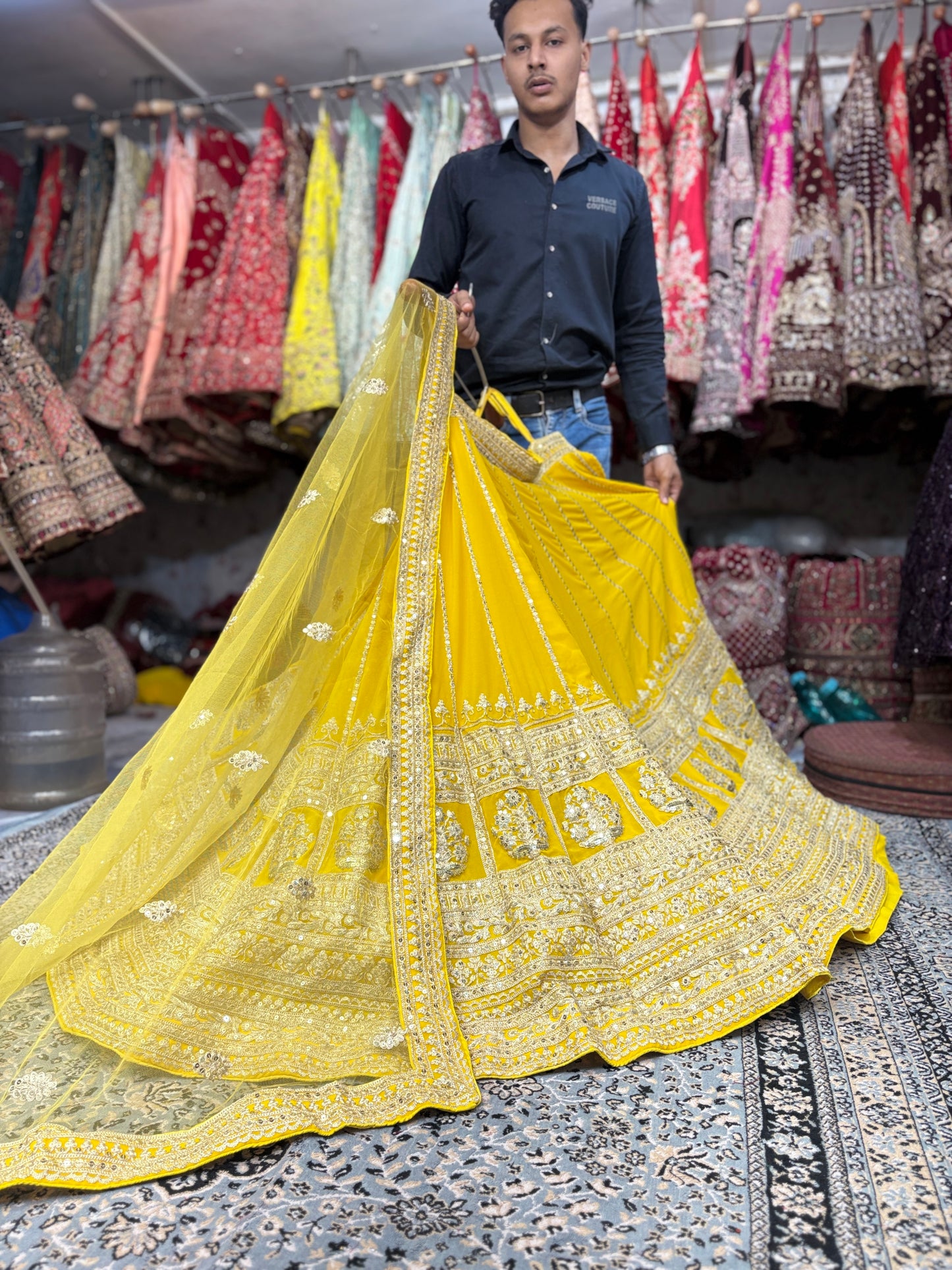 Tremendous Yellow haldi mehendi Lehenga