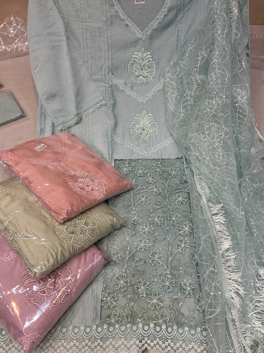 Sky Blue Fancy women Unstitched Suit