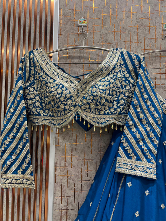 Blue On Blue Crop Top Lehenga