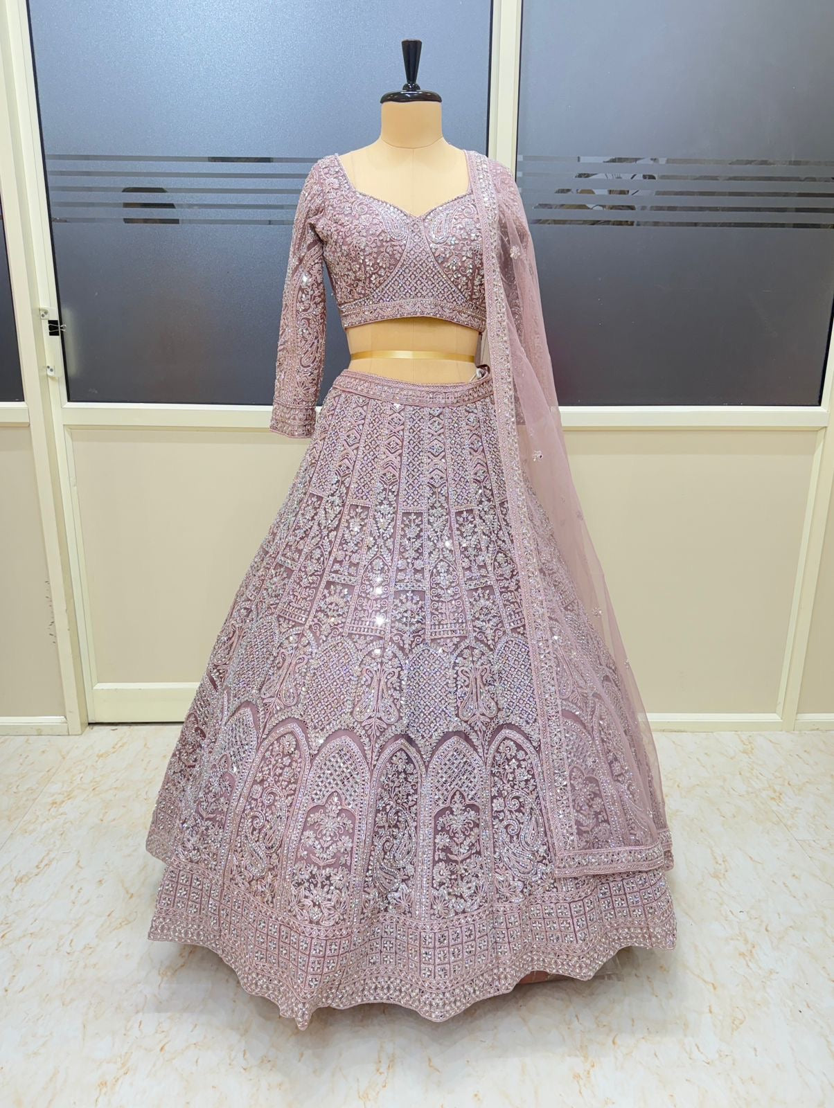 Lavender crop top Lehenga