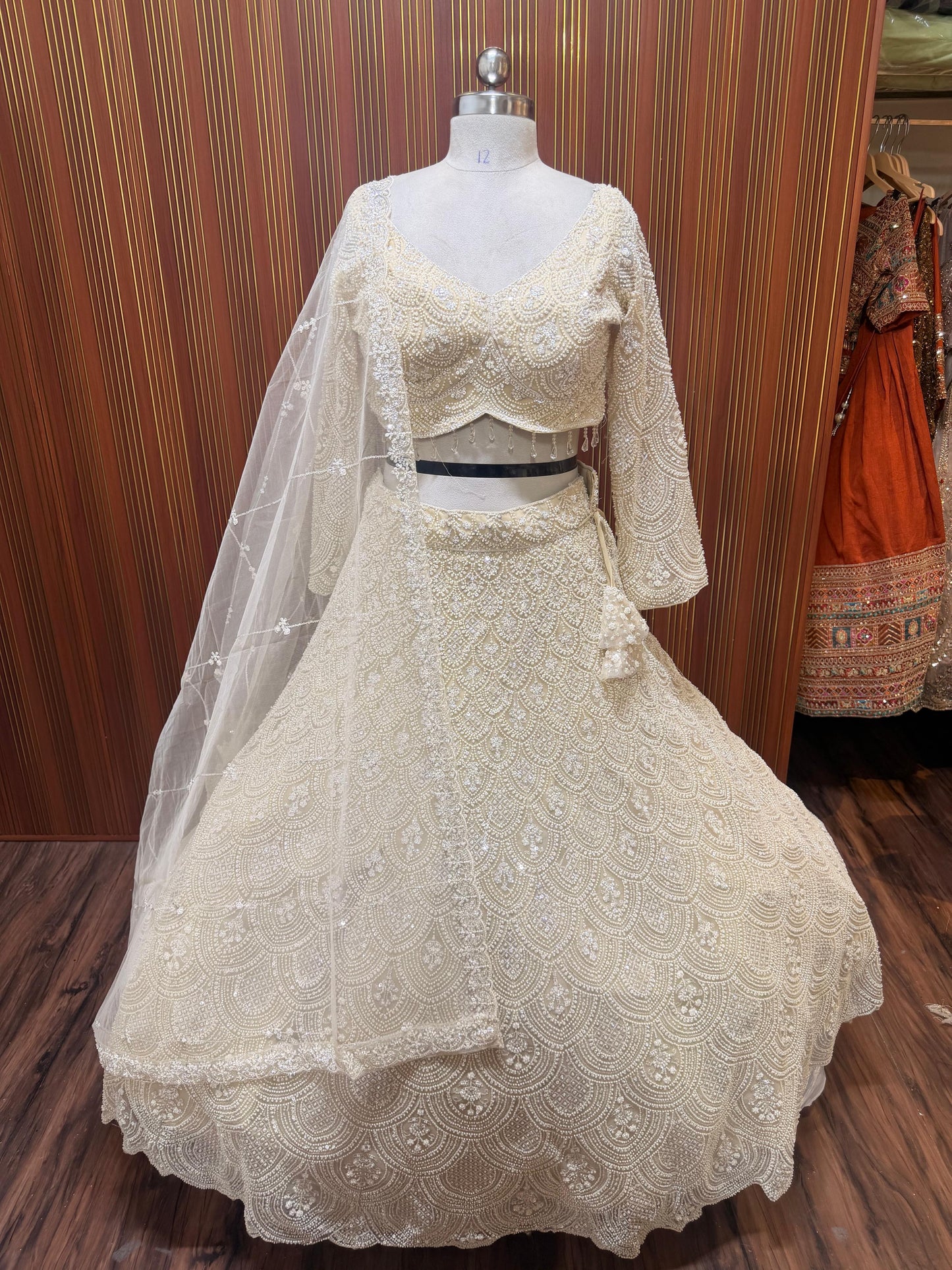 White crop top Lehenga