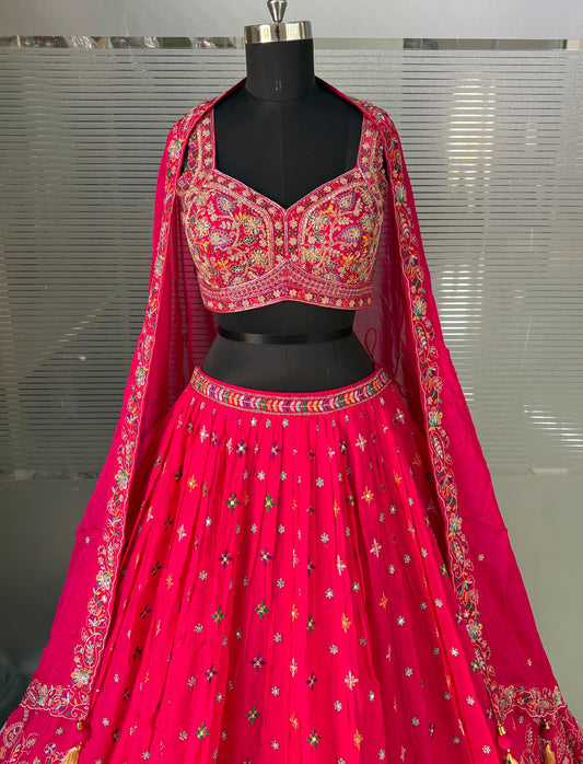 Hot Pink Crop Top Lehenga