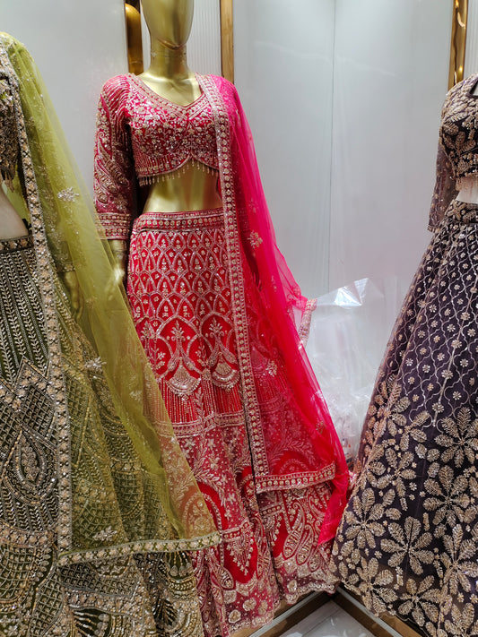 Eye catching Hot pink Crop top Lehenga