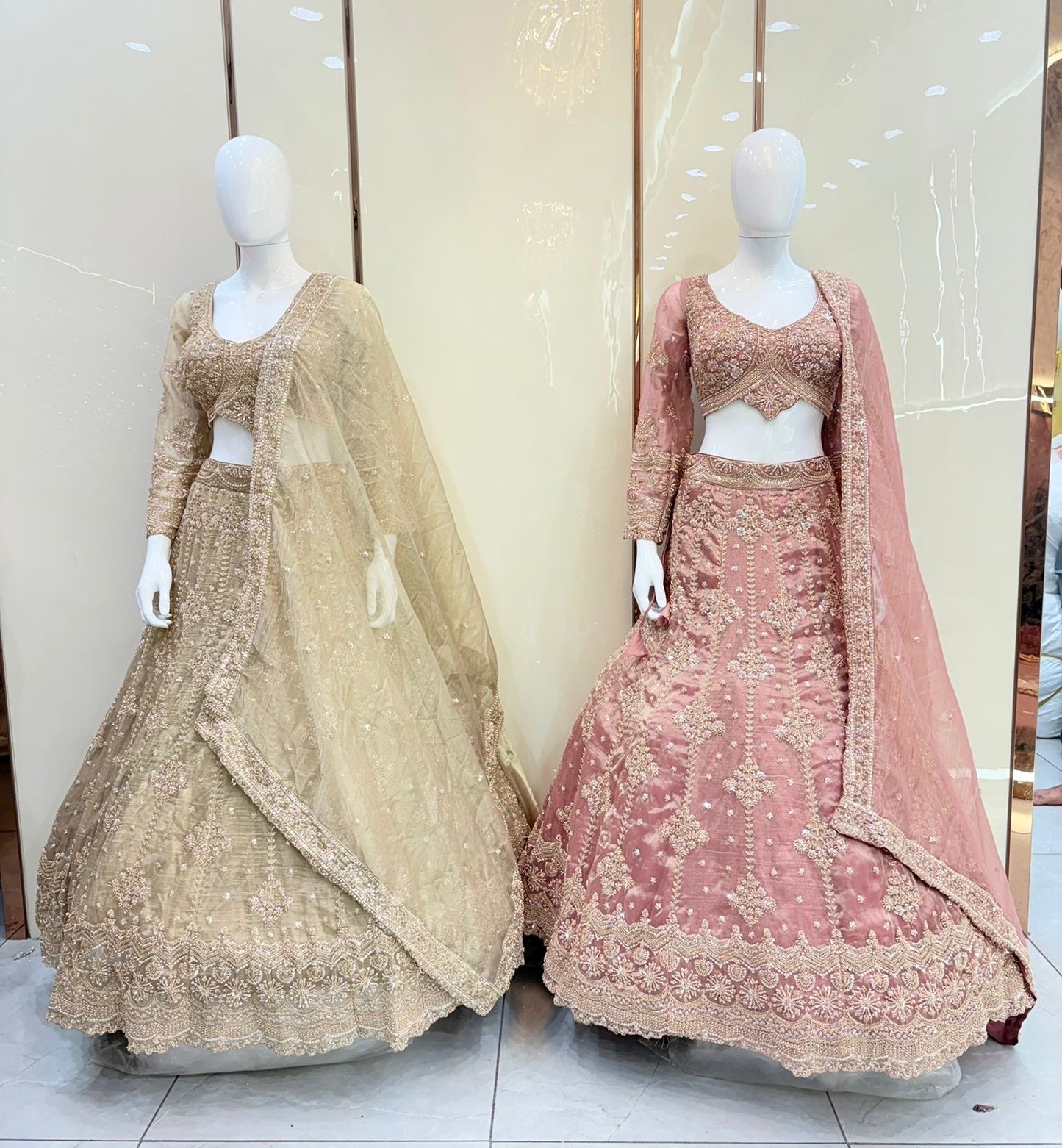 Golden pink Crop top Lehenga