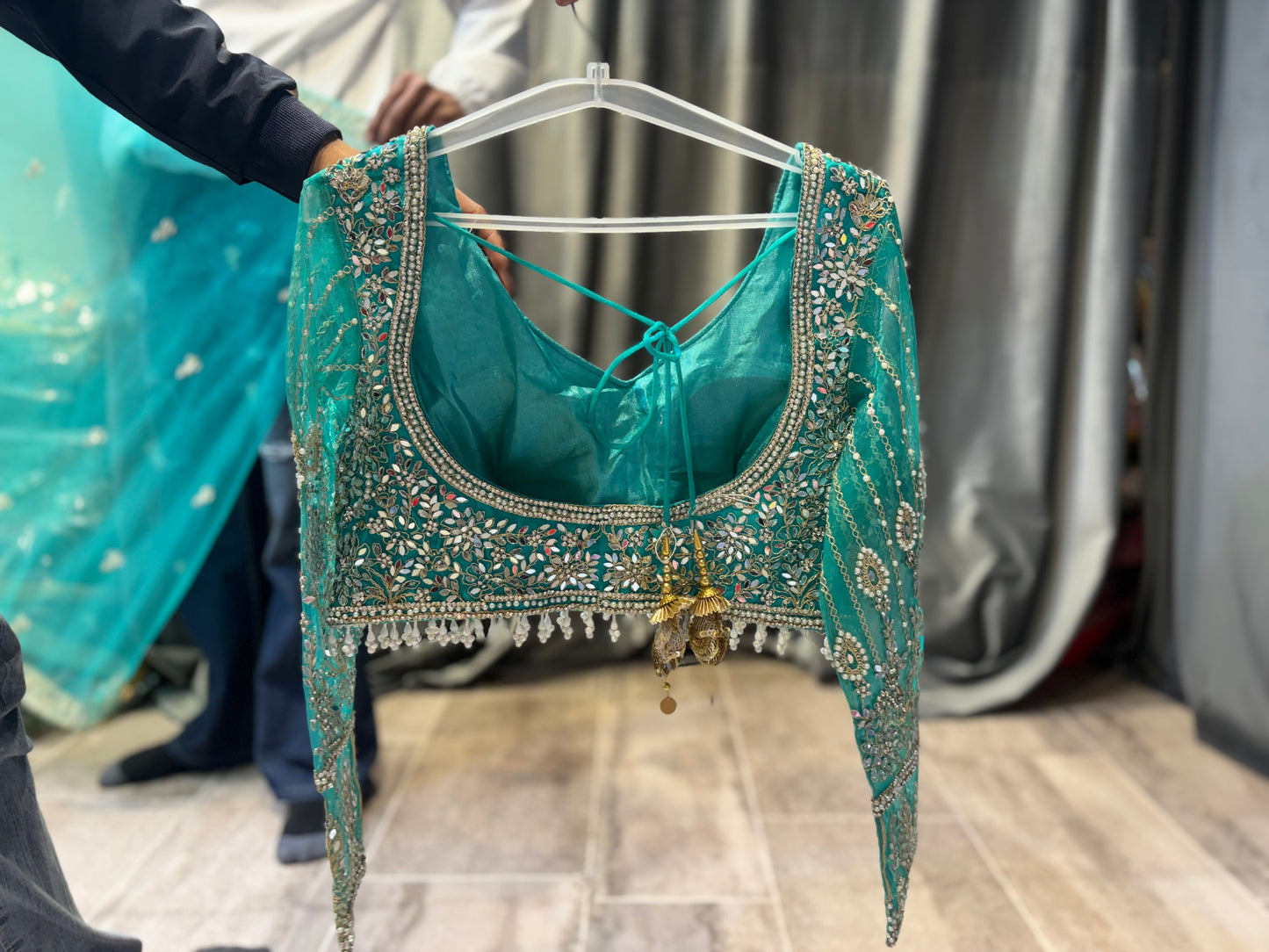 Tremendous Blue Crop Top Lehenga