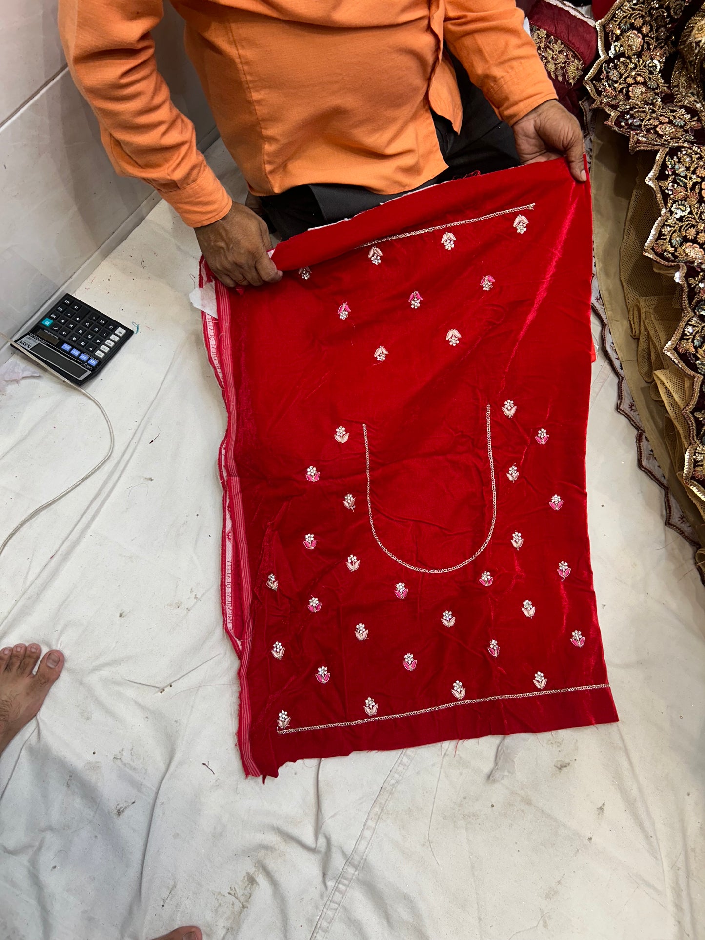 Famous red jhumka Lehenga