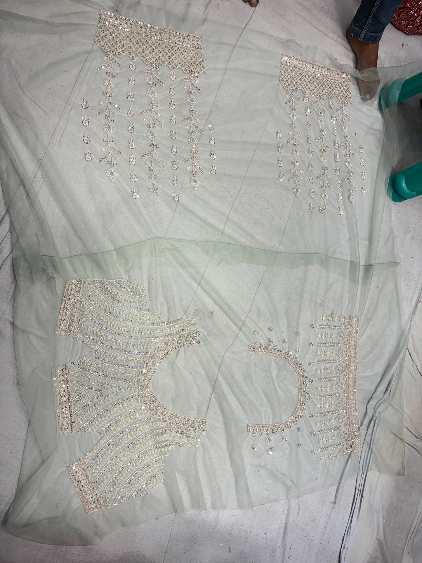 Khoobsurat light golden crop top Lehenga