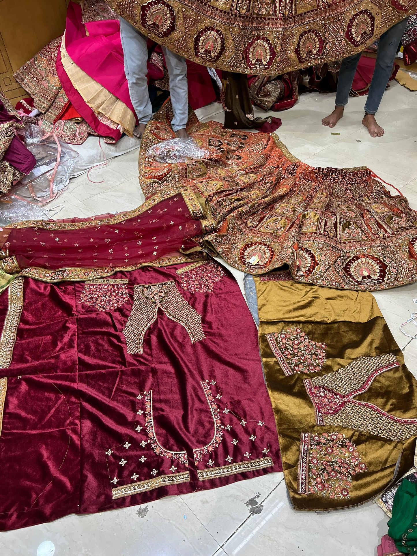 Double blouse mustard royal huge flare Double Dupatta Lehenga