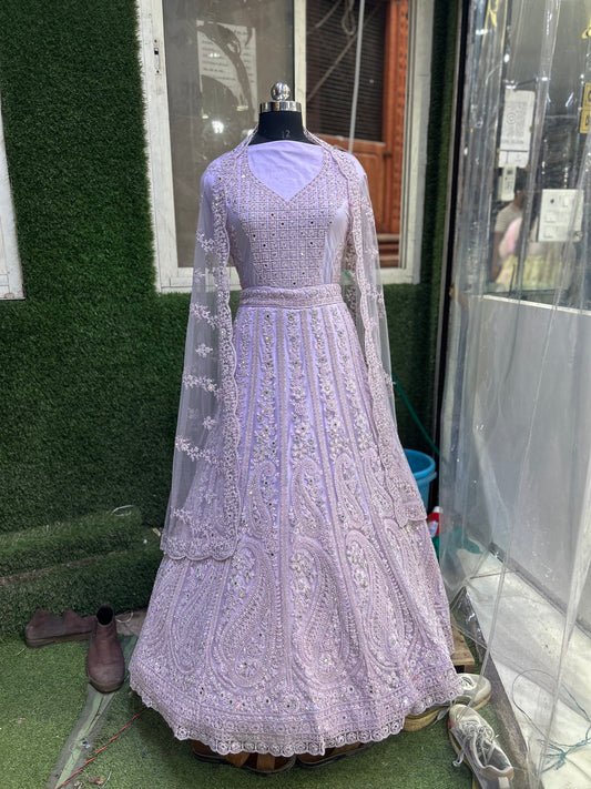 Girlish partywear lilac pink lehenga