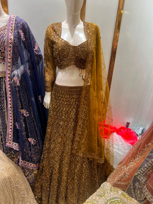 Mustard on Mustard Monotone Crop Top Lehenga