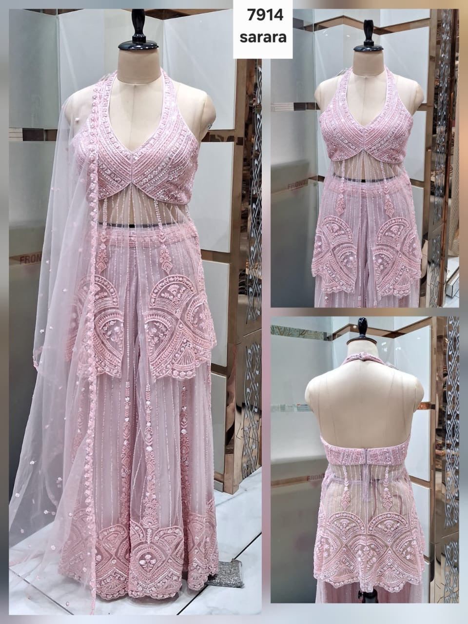 Pink Long Sharara Suit Dress Material