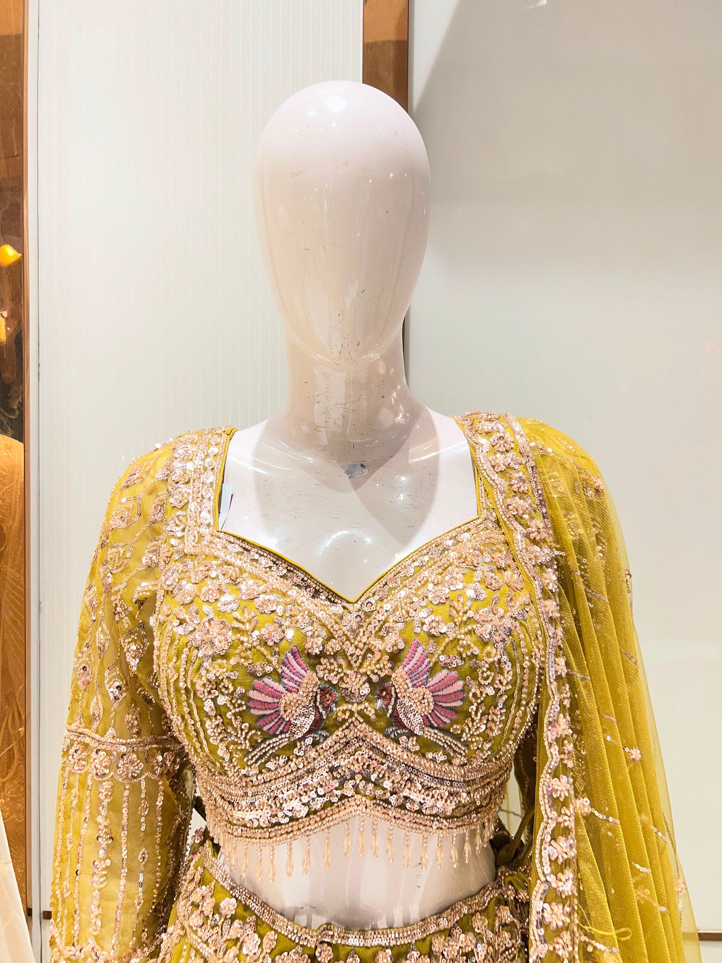 Pink Peacock Crop Top Lehenga