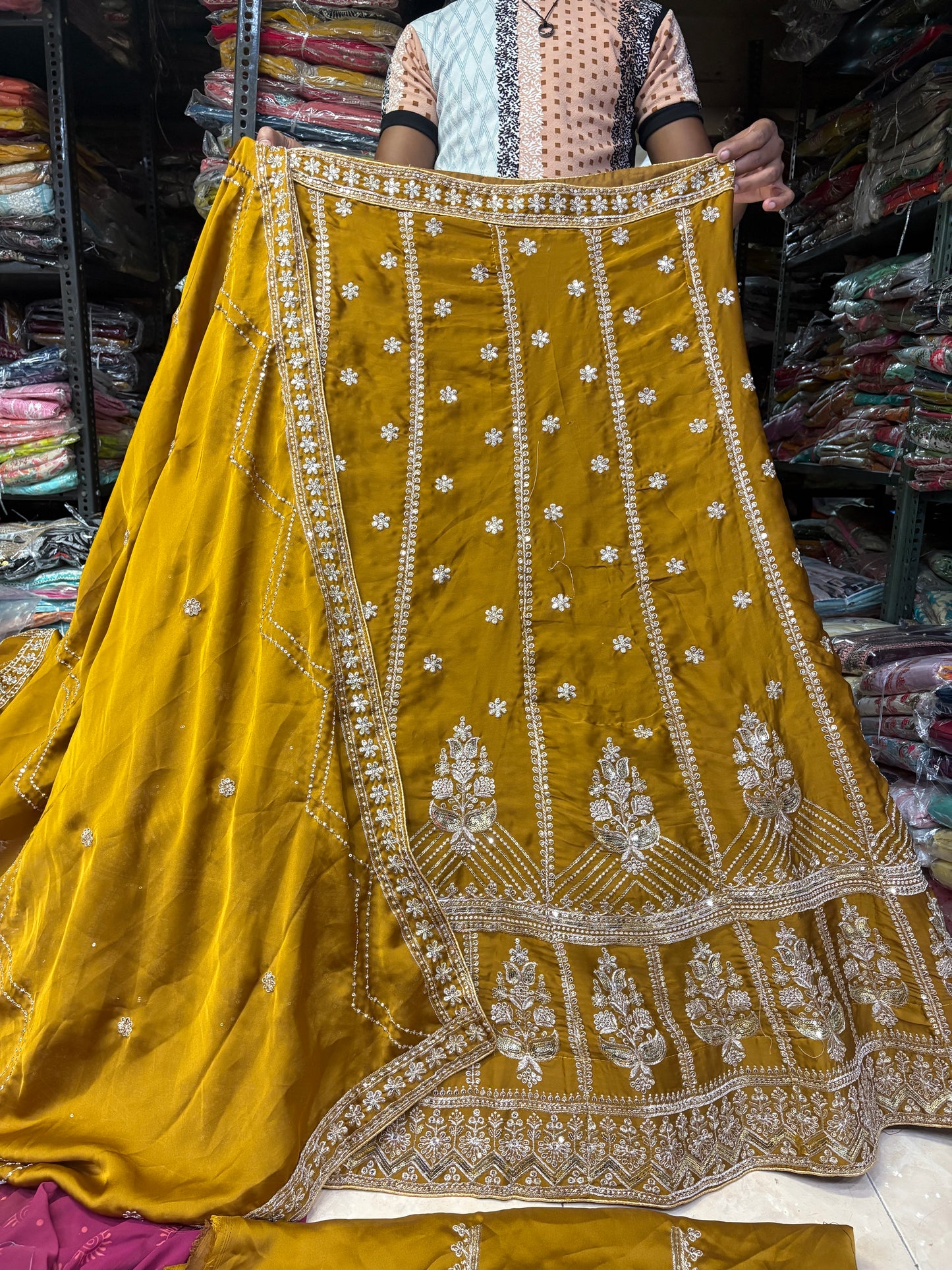 Glamorous yellow Haldi Mehendi Lehenga