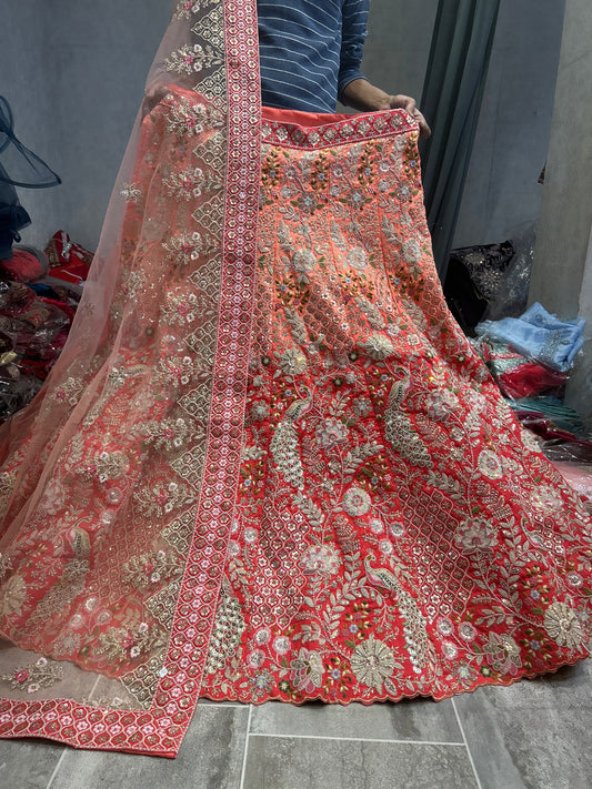 Eye catching peacock bridal lehenga