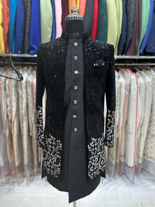 Fabulous black indo-western sherwani