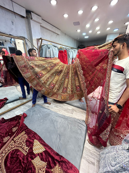 Heavy peacock Maharani handwork Lehenga