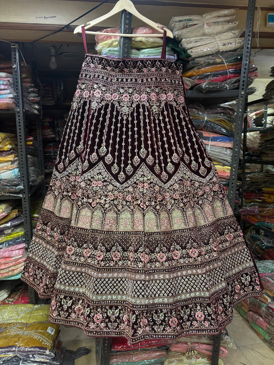 Eye Catching Jhumka Maroon Bridal Lehenga