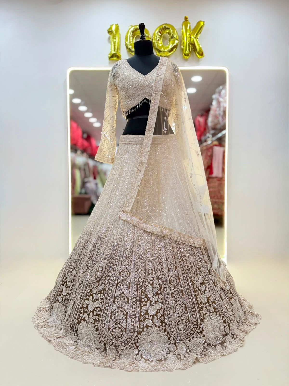 Golden Brown Double Shade Crop Top Lehenga - Shopping World