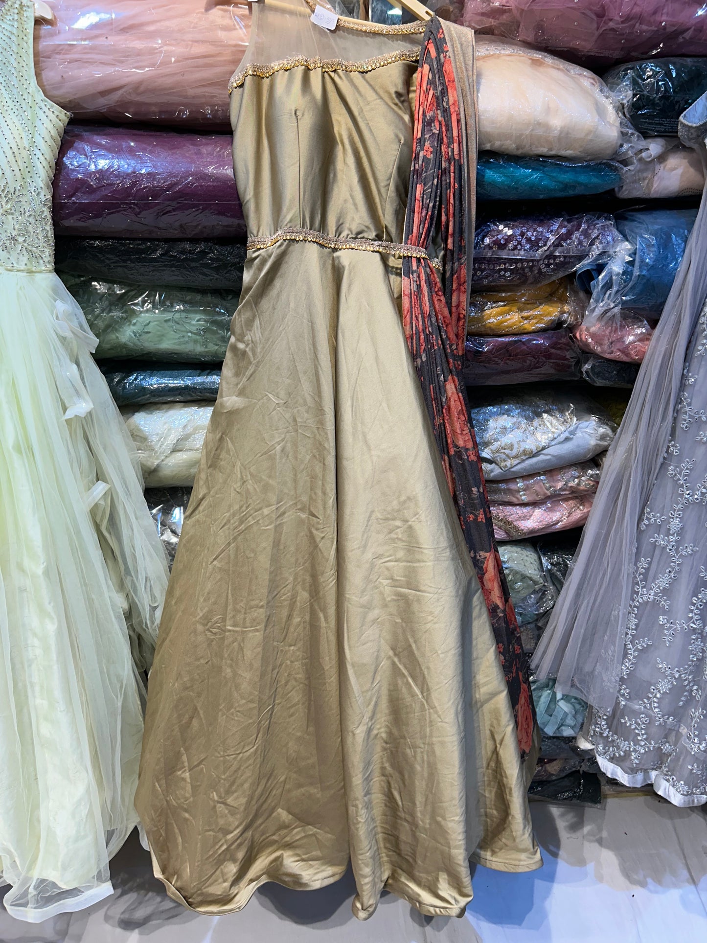 Dark green mehendi gown