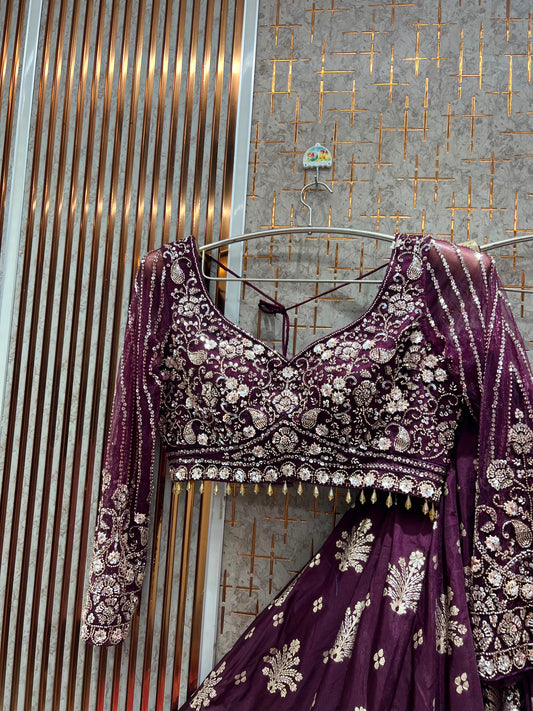 Purple Crop Top Lehenga