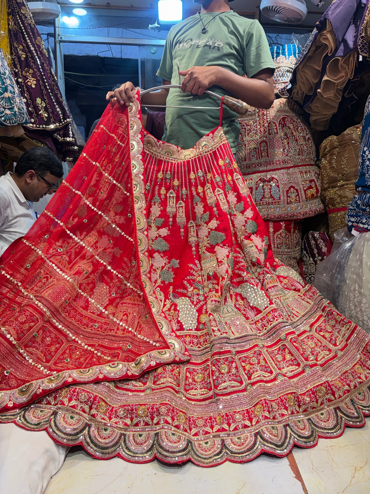 Awesome Red peacock Bridal Lehenga