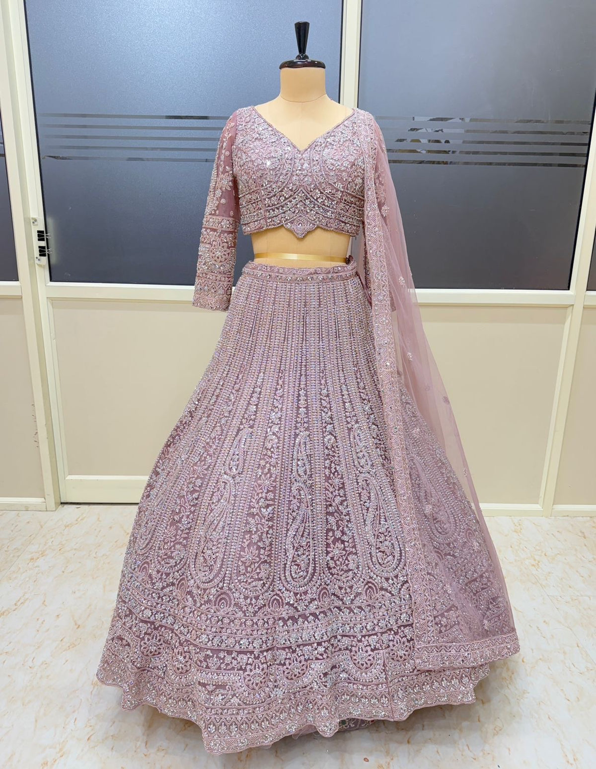 Lavender crop top Lehenga