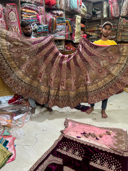 Fantastic pink royal huge flare Double Dupatta Lehenga