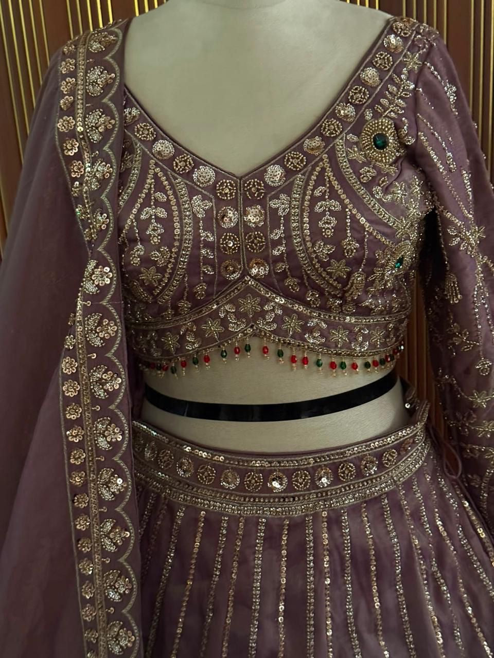 Lavender crop top Lehenga