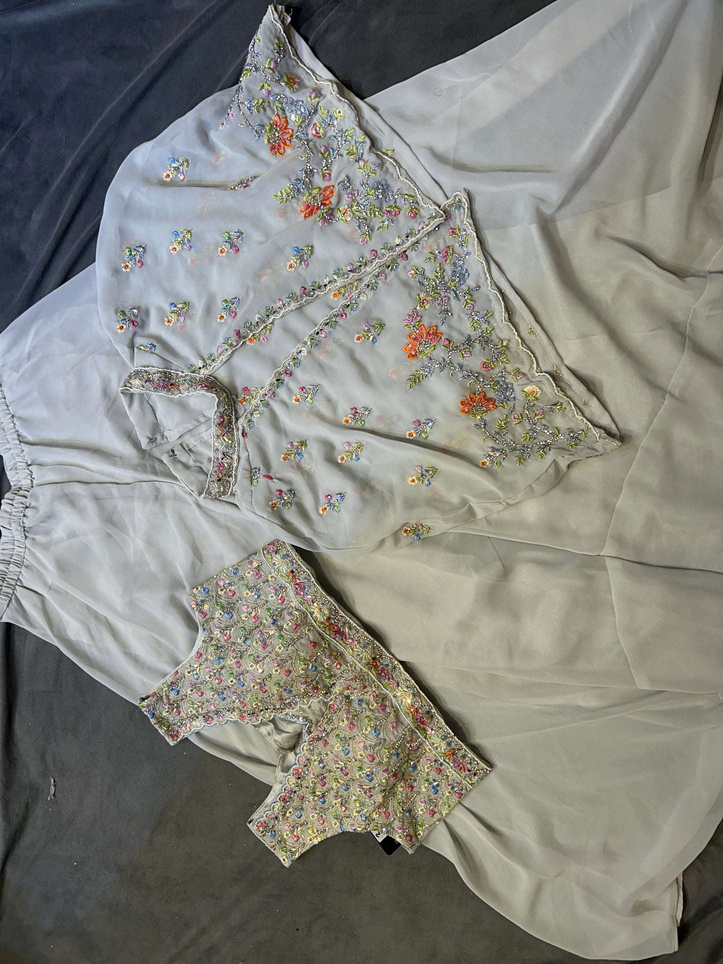 Astonishing off white crop top lehenga