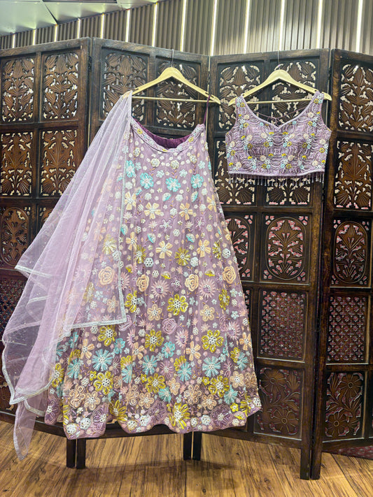 Engaging pink crop top Lehenga